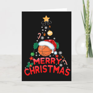 Kerstboom Basketbal Kerstman Hoed 2021  Feestdagen Kaart