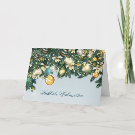 Kerstboom, baubles German Holiday Card Feestdagen Kaart (Voorkant)