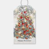 Kerstboom, baubles Gift Label Cadeaulabel (Voorkant)