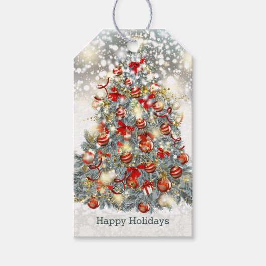 Kerstboom, baubles Gift Label Cadeaulabel (Voorkant)