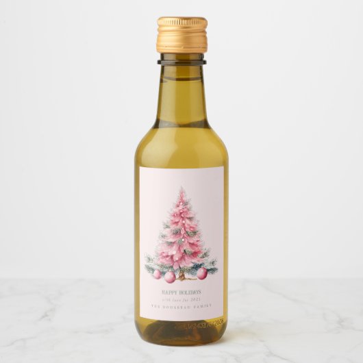 Kerstboom Baubles Mini Wijnfles Etiketten (Voorkant)
