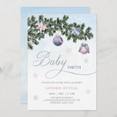 Kerstboom Baubles Winter Gender onthulling Kaart (Voorkant / Achterkant)