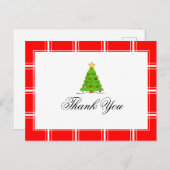 Kerstboom Bedankt Rood Briefkaart (Voorkant / Achterkant)