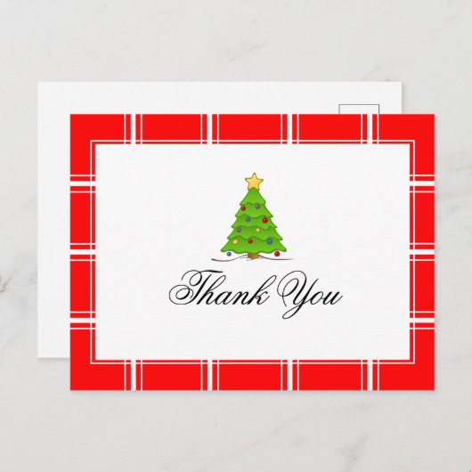 Kerstboom Bedankt Rood Briefkaart (Voorkant / Achterkant)