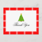 Kerstboom Bedankt Rood Briefkaart (Voorkant)