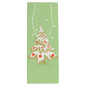 Kerstboom Bedekt Met Sneeuw Wijn Cadeautas (Achterkant)