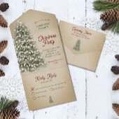 Kerstboom bedrijf vakantie feest Kraft Brown All In One Uitnodiging