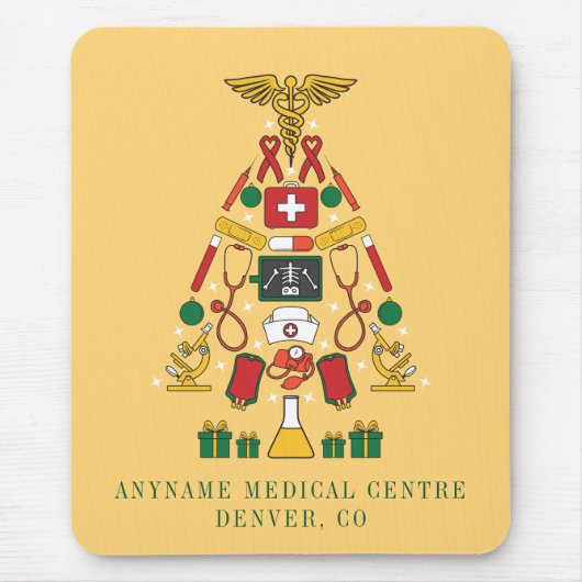 Kerstboom Bedrijfsnaam Medical Doctor Nurse Muismat (Voorkant)