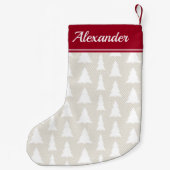 Kerstboom Beige Burgundy Pattern - Aangepaste naam Kleine Kerstsok (Achterkant)