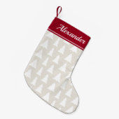 Kerstboom Beige Burgundy Pattern - Aangepaste naam Kleine Kerstsok (Voorkant (Hangend))