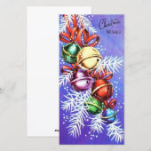 Kerstboom Bel Ornamenten Vintage Feestdagenkaart (Voorkant / Achterkant)