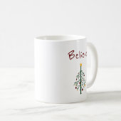 kerstboom Believe Cute Typografie Koffiemok (Voorkant rechts)