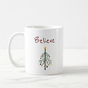 kerstboom Believe Cute Typografie Koffiemok
