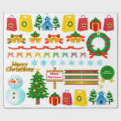 kerstboom Bell Advent Wreath Snowman Cadeaupapier (Vlak)