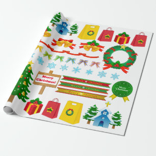 kerstboom Bell Advent Wreath Snowman Cadeaupapier