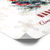 Kerstboom Bessen Kerstgroeten Monogram Poster (Hoek)