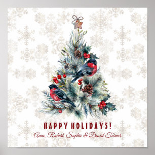 Kerstboom Bessen Kerstgroeten Monogram Poster