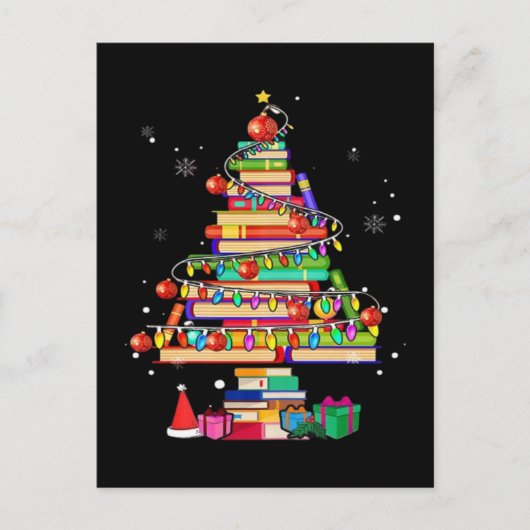 Kerstboom Bibliotheek Feestdagenkaart (Voorkant)