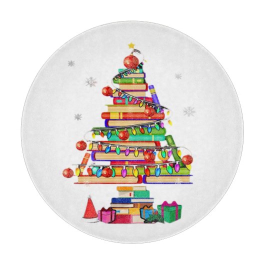 Kerstboom Bibliotheek Snijplank (Voorkant)