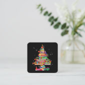 Kerstboom Bibliotheek Vierkante Visitekaartje (Staand voorkant)