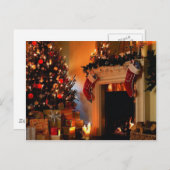 Kerstboom bij het vuur feestdagenkaart (Voorkant / Achterkant)