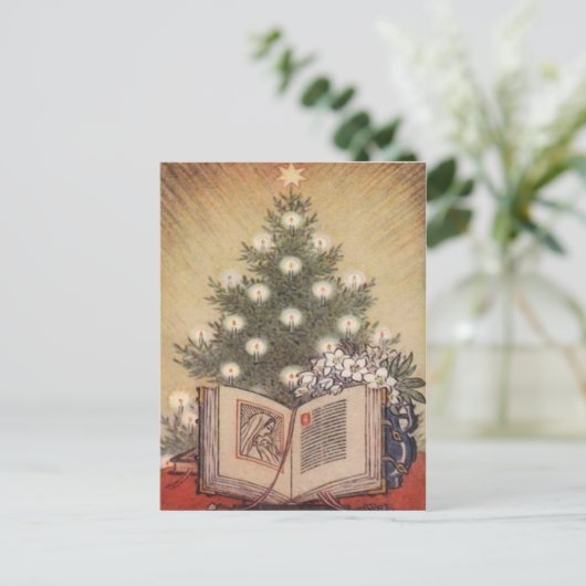 Kerstboom & Bijbel Feestdagenkaart (Staand voorkant)