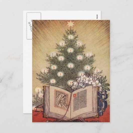 Kerstboom & Bijbel Feestdagenkaart (Voorkant / Achterkant)