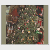 kerstboom binnenshuis met willekeurige ornamenten cadeaupapier (Vlak)