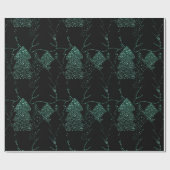 Kerstboom Black Woodland Fancy Glitter Green Cadeaupapier (Vlak)