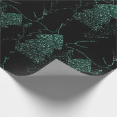 Kerstboom Black Woodland Fancy Glitter Green Cadeaupapier (Hoek)