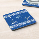 Kerstboom. Blauw kleurenSierkussen Bier Onderzetter (Linkerzijde)