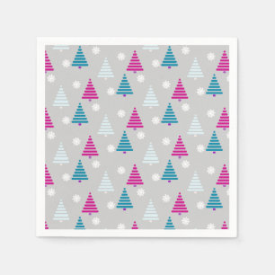 Kerstboom blauw roze eenvoudig servet
