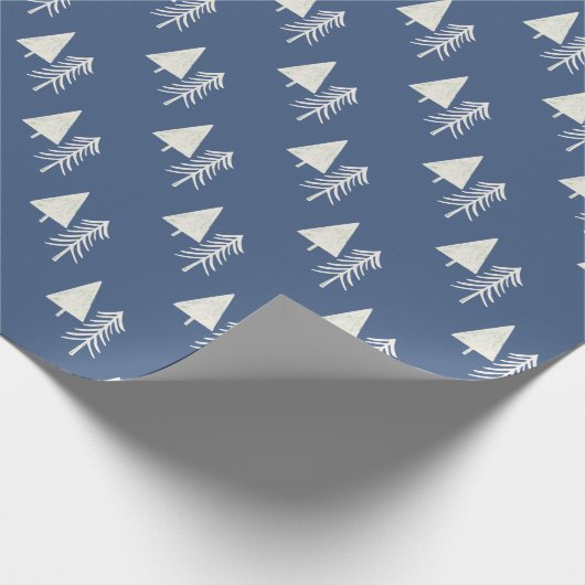 Kerstboom Blauw Wit Cadeaupapier (Hoek)