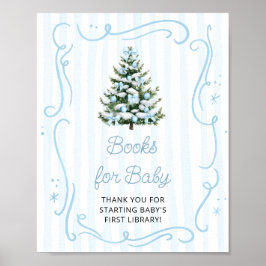 Kerstboom Blauwe Baby Shower Boeken voor Baby Poster