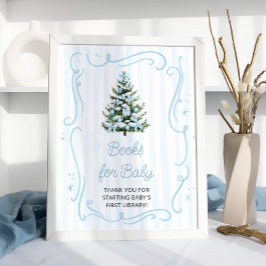 Kerstboom Blauwe Baby Shower Boeken voor Baby Poster