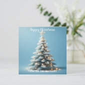 Kerstboom blauwe glitters | jouw naam feestdagenkaart (Staand voorkant)