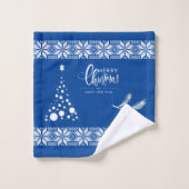 Kerstboom. Blauwe kleur Bad Handdoek (Wasdoekje)
