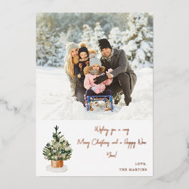 Kerstboom - Blauwe noot Kerstmis Folie Uitnodiging