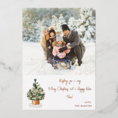 Kerstboom - Blauwe noot Kerstmis Folie Uitnodiging (Voorkant)