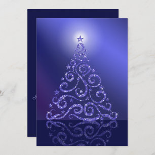 Kerstboom: Blauwe sterren en enkels Feestdagenkaart