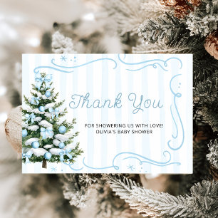 Kerstboom Blauwe Winter Baby Shower Bedankt  Kaart