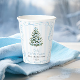 Kerstboom Blauwe Winter Baby Shower Papieren Bekers