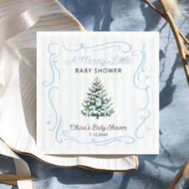 Kerstboom Blauwe Winter Baby Shower Servet