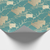 Kerstboom Blauwgroen Mint Gold Fancy Glitter Wood Cadeaupapier (Hoek)