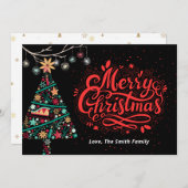 Kerstboom Bloemen en typografie Kerstmis Feestdagenkaart (Voorkant / Achterkant)