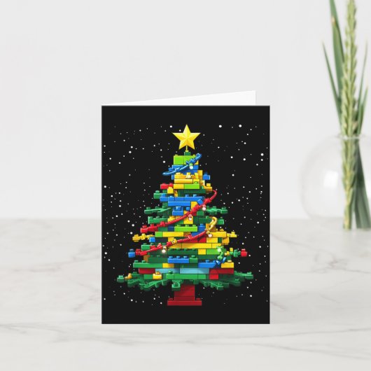 Kerstboom Blok Baksteen Bouwen Xmas Master Bouwer Kaart (Voorkant)
