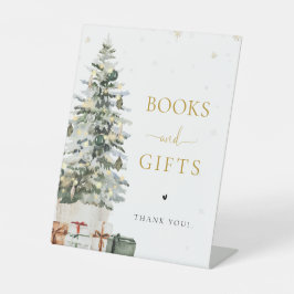 Kerstboom Boeken En Cadeaus Bord Reclamebord Met Voetstuk