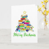 Kerstboom Boeken, Kerstmis Boekenliefhebber Kaart (Gele Bloem)