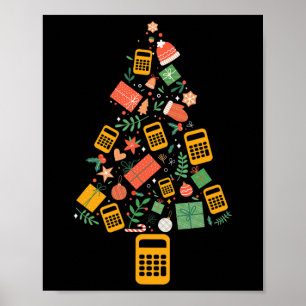 Kerstboom Boekhouder Rekenmachine Financiën Chris Poster