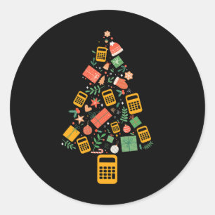 Kerstboom Boekhouder Rekenmachine Financiën Chris Ronde Sticker